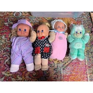 Vintage Magic Nursery Baby Doll Lot Of 4 Mattel 90's Mint Green Rubber face